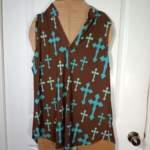 Cowgirl hardware cross pattern shirt szXL